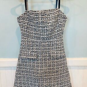 Avantlook Tweed Dress - blue, black, and White
